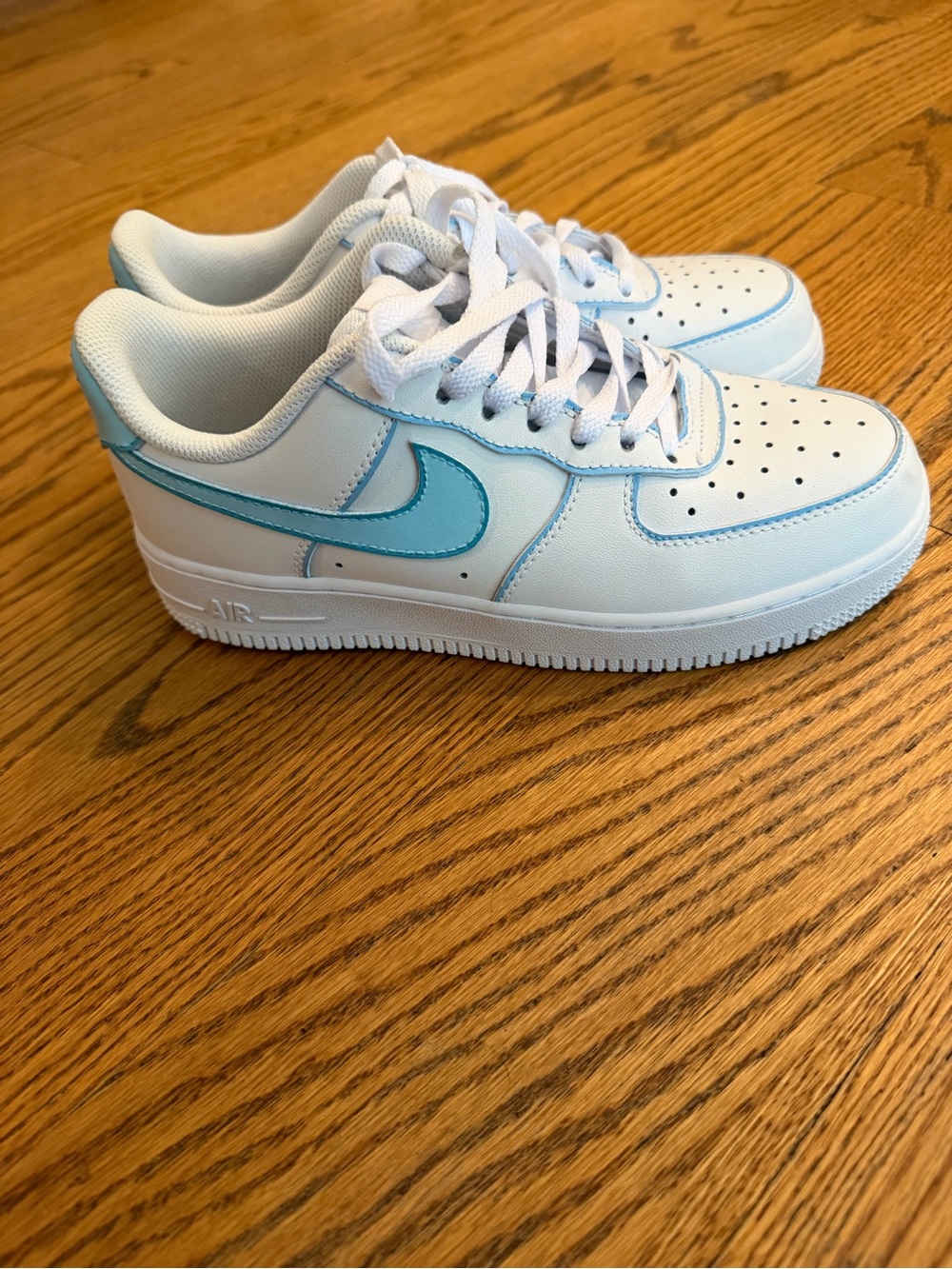 Custom Nike Air Force Ones - teal and aqua blue accents